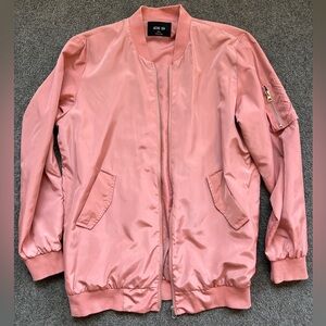 Satin Pink Bomber Varsity Jacket